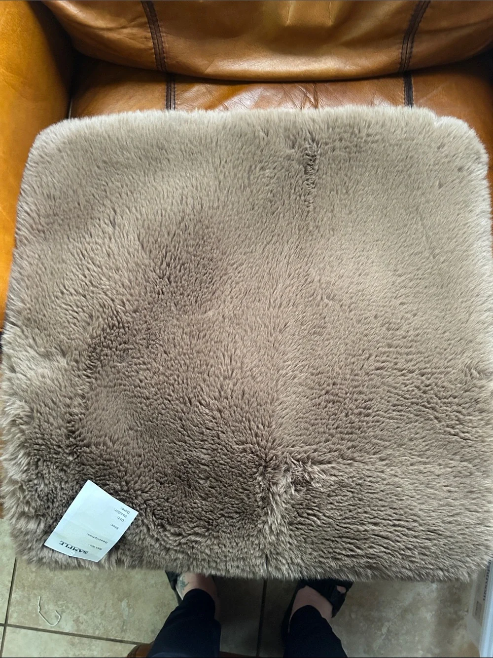 Plush Faux Fur Square Throw Pillow Cover - Taupe